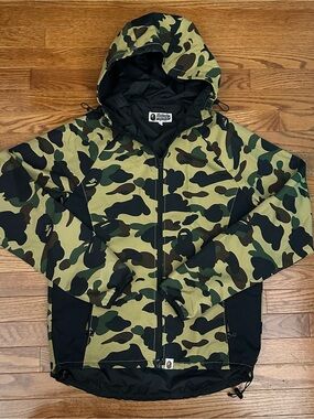 Bape 1st Camo Green Rain Jacket Size Medium